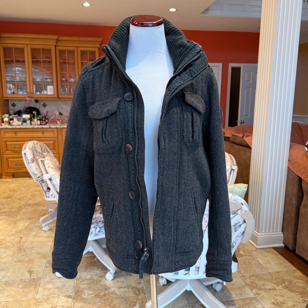 Abercrombie & Fitch vintage Y2K men’s grey wool coat jacket